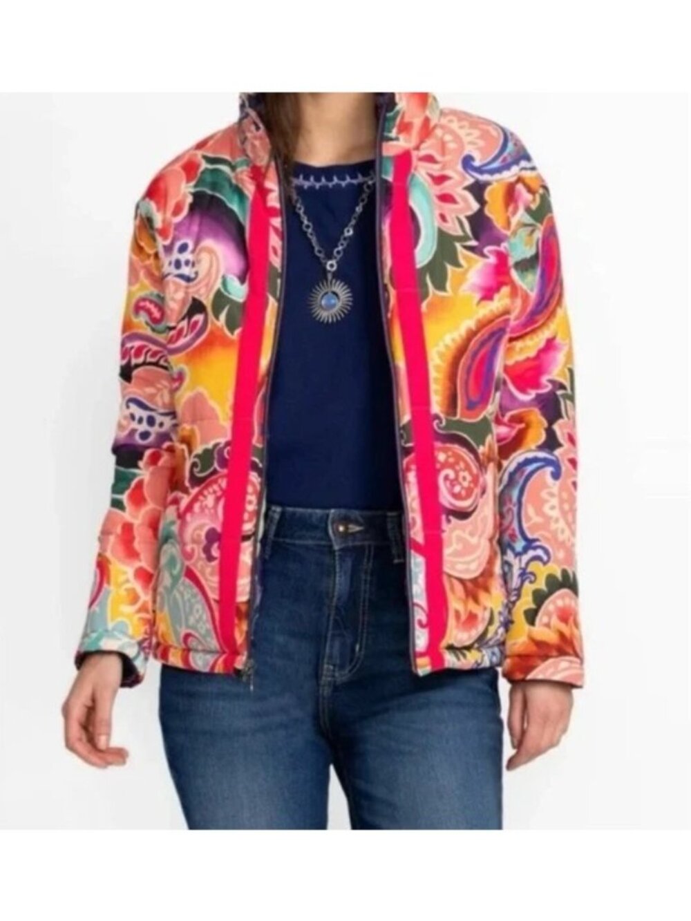 Johnny Was Pia Del Mar Puffer Jacket Reversible Size XS New with Tag - Picture 5 of 5